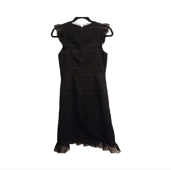 J CREW Cap-sleeve ruffle dress in mixed black lace - Picture 6 of 8